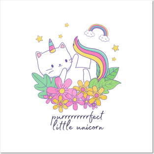 Purrrrrrrrrrfect Little Unicorn Cat Unicorn Design Posters and Art